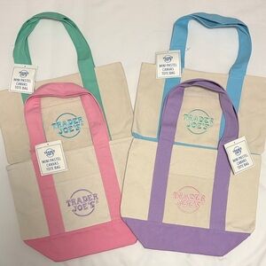 Trader Joe's Pastel Canvas Mini Tote Bag Collection